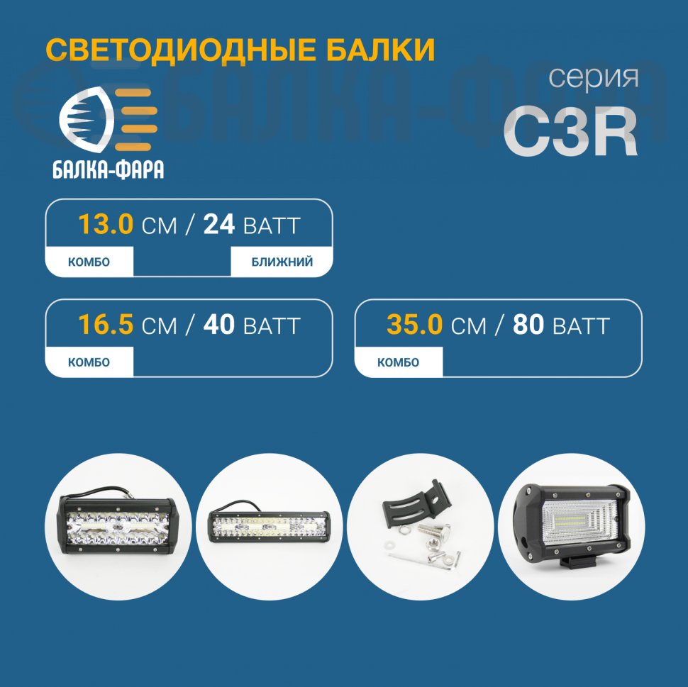 LED-фара комбо, 20 Ватт, серия c3r